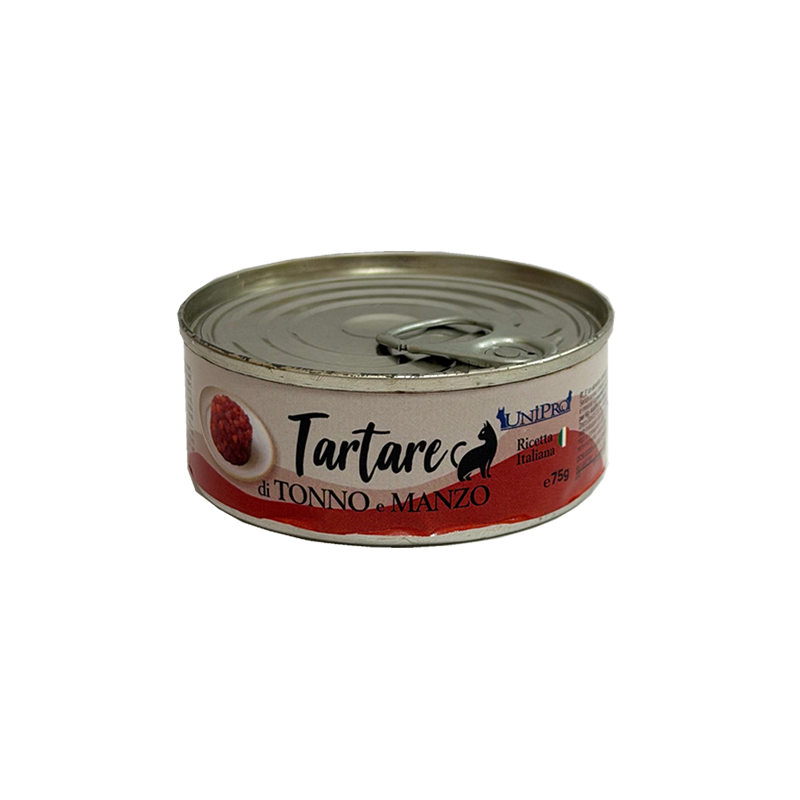 Tartare di Tonno e Manzo 75g alimento completo per Gatti Unipro