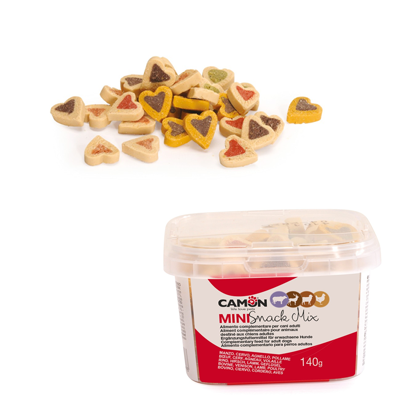 Snack per Cani Mini Snacks mix 140g Cuoricini Manzo Cervo Agnello Pollame Camon AE068