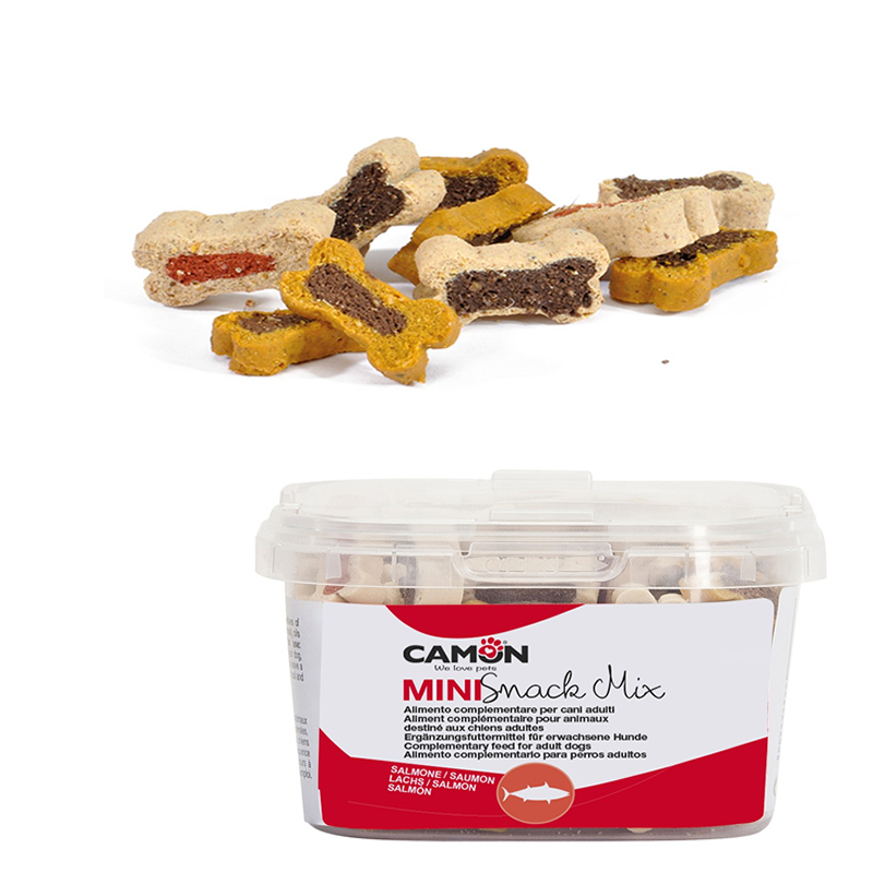 Snack per Cani Mini Snacks Mix ossicini con Salmone 140g Camon AE052