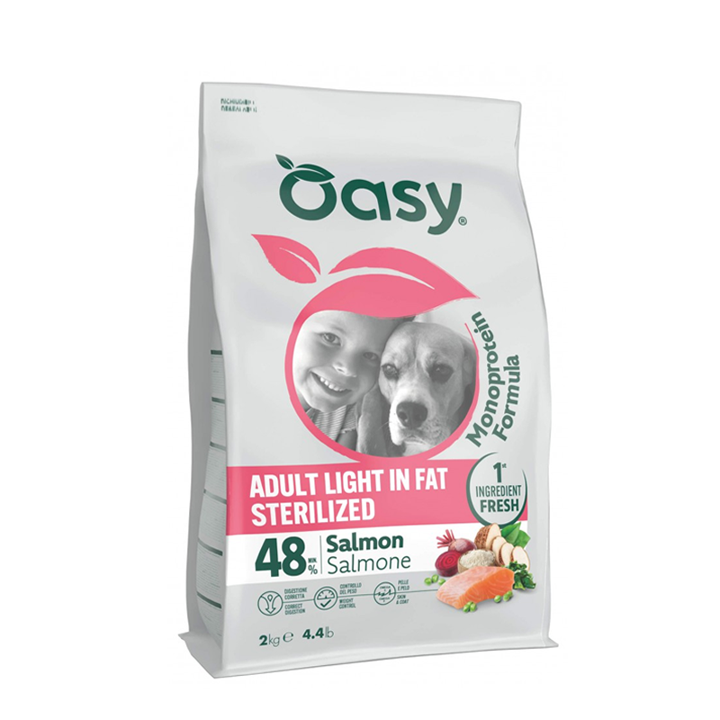 Oasy Dog Monoprotein Formula Adult Light in Fat Sterilized Salmone kg 10