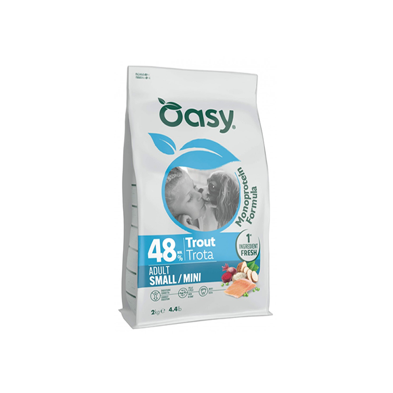 Oasy Dog Monoprotein Formula Adult Small/Mini Trota 800 g