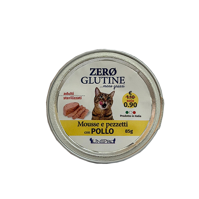 Zero Glutine Mousse e Pezzetti con Pollo 85g Gatti Adulti / Sterilizzati
