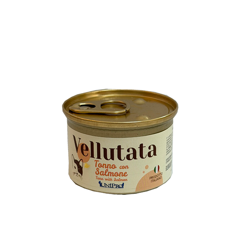 Vellutata alimento umido completo per Gatti Tonno con Salmone 85g Unipro