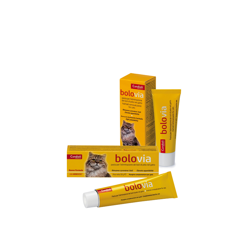 Bolo Via Pasta per l'eliminazione dei boli di pelo per Gatto 50g elevata appetibilità Candioli