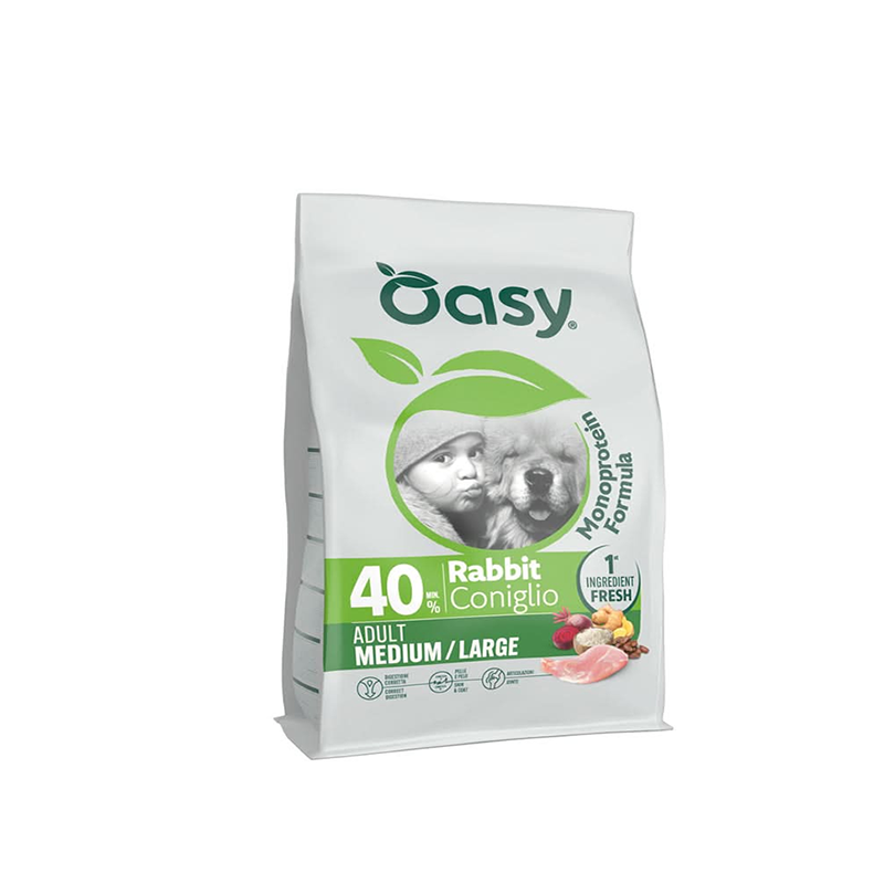 Oasy Cane Monoprotein Formula adult medium/large Coniglio kg 10  alimento secco