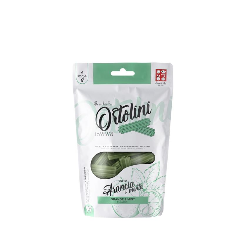 Snacks per Cani Ortolini Barrette small arancia e menta 20pz Ferribiella ORT26