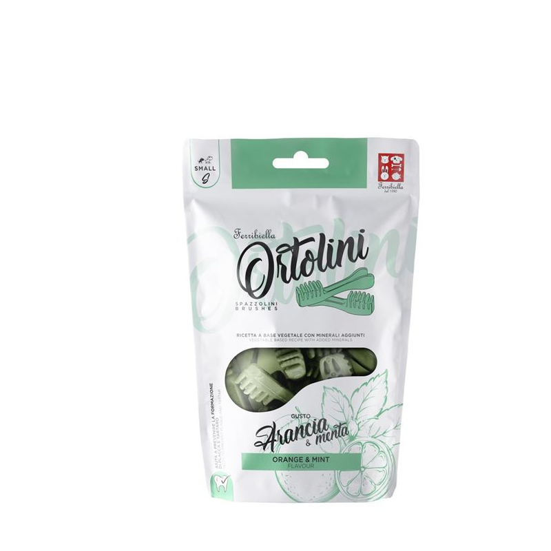 Snacks per Cani Ortolini spazzolini arancia e menta Medium 12pz ort25